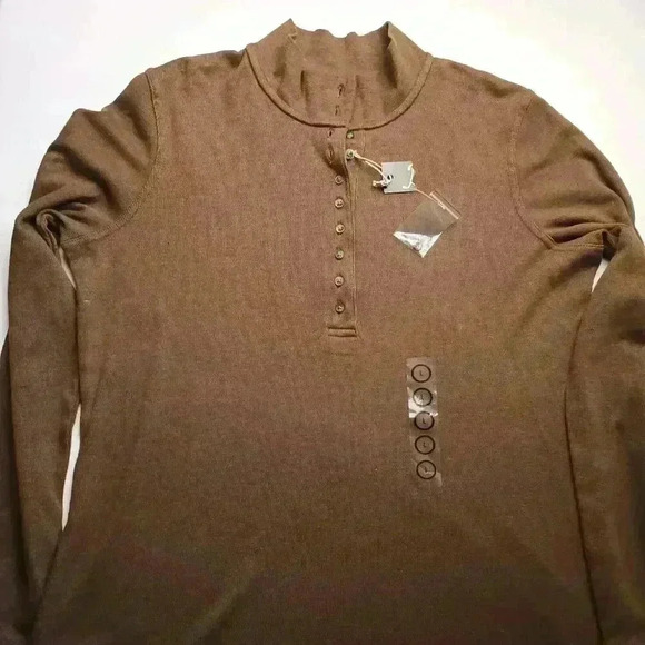 Bass Pro Shops Natural Reflections Size L 10 Button Long Sleeve Mock Turtleneck - Picture 2 of 8